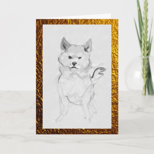 Shiba Inu Dog Portrait Pet Ink Wash Painting card