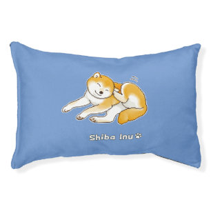 Shiba Inu Dog Relaxing Peacefully Pixel Art Pet Bed