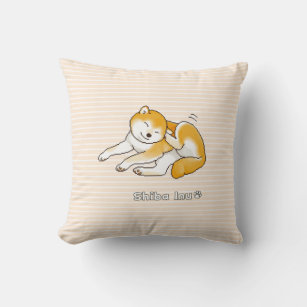 Shiba Inu Dog Relaxing Peacefully Pixel Art Throw Pillow
