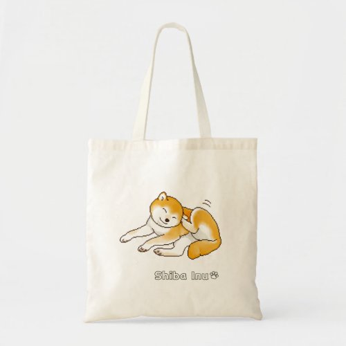 Shiba Inu Dog Relaxing Peacefully Pixel Art Tote Bag