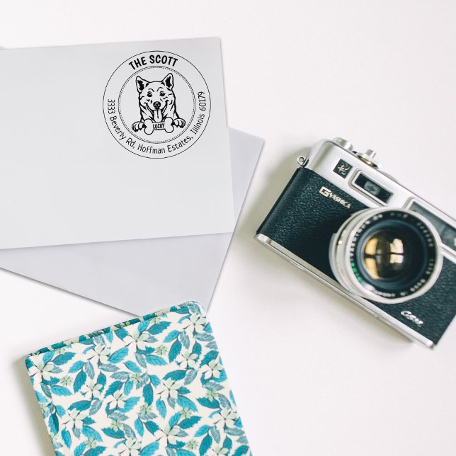 Shiba Inu Dog Return Address Family Rubber Stamp (Creator Uploaded)