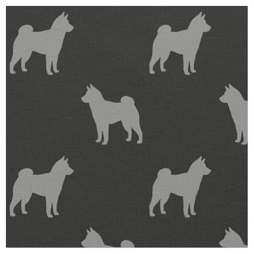 Shiba Inu Dog Silhouettes Grey and Black Patterned Fabric