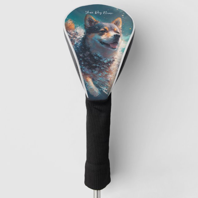 Shiba Inu dog swimming in water 002 Golf Head Cover (Front)