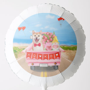 Shiba Inu Dog Valentine's Day Truck Hearts Balloon