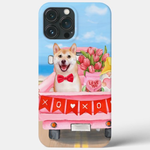Shiba Inu Dog Valentines Day Truck Hearts iPhone 13 Pro Max Case