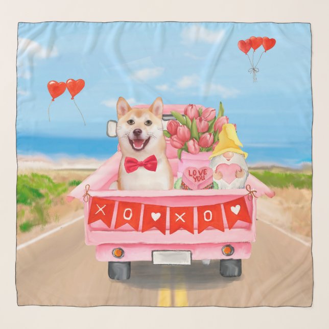 Shiba Inu Dog Valentine's Day Truck Scarf (Front)
