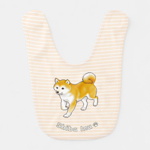 Shiba Inu Dog Walking Leisurely Pixel Art Baby Bib