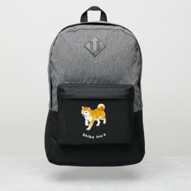 Shiba Inu Dog Walking Leisurely Pixel Art Port Authority® Backpack (Front)