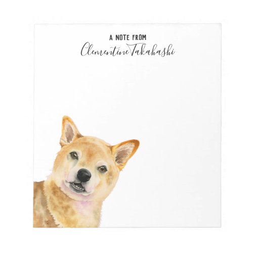 Shiba Inu Dog Watercolor Art  Add Your Name Notepad