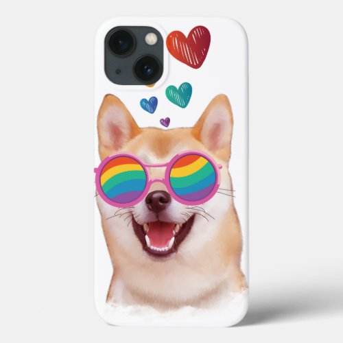 Shiba Inu Dog with Hearts Valentines Day iPhone 13 Case