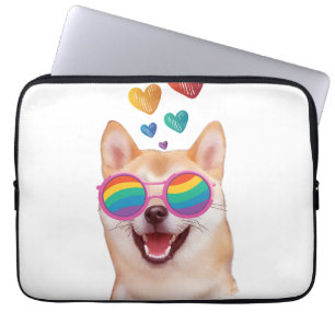 Shiba Inu Dog with Hearts Valentine's Day Laptop Sleeve