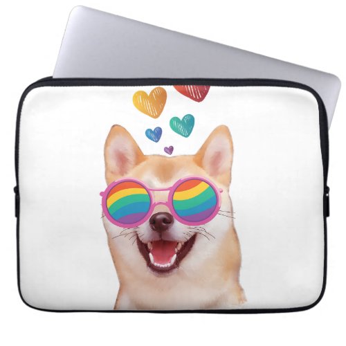 Shiba Inu Dog with Hearts Valentines Day Laptop Sleeve