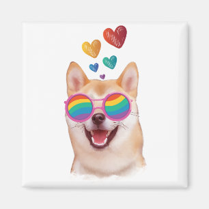 Shiba Inu Dog with Hearts Valentine's Day Magnet
