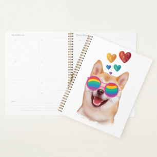 Shiba Inu Dog with Hearts Valentine's Day Planner
