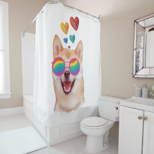 Shiba Inu Dog with Hearts Valentine's Day  Shower Curtain