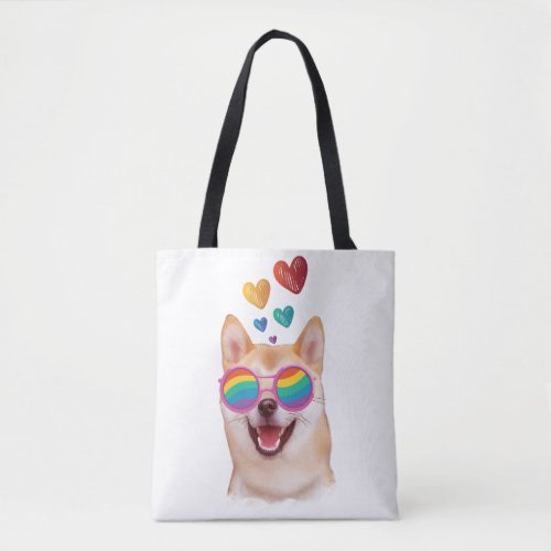 Shiba Inu Dog with Hearts Valentines Day Tote Bag