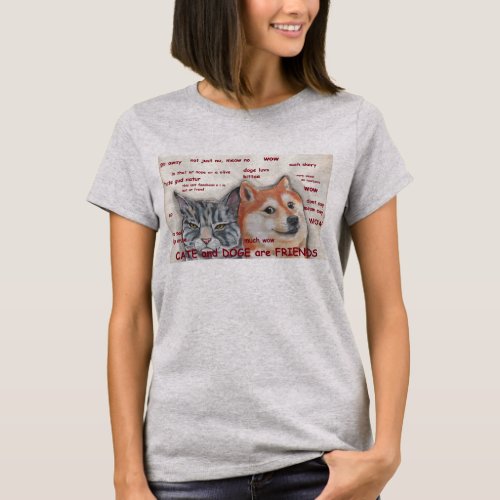 Shiba Inu Doge Dog Cat Comic Sans Funny Wow Happy  T_Shirt