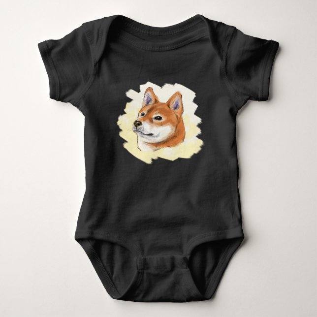 Shiba Inu Drawing Baby Bodysuit (Front)