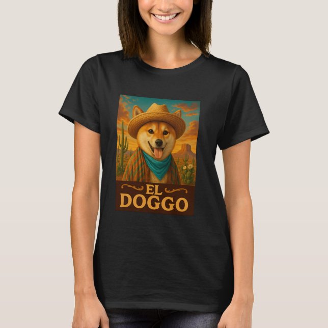 Shiba Inu El Doggo Wild West Cowboy Western Dog Lo T-Shirt (Front)
