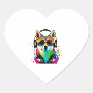 Shiba Inu enjoying Life Heart Sticker