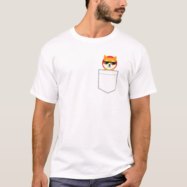 Shiba Inu Faux Pocket Shib To The Moon T-Shirt (Front)