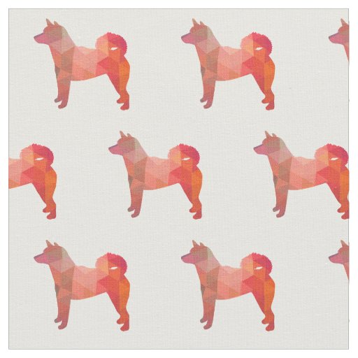 Shiba Inu Geometric Pattern Dog Silhouette Orange Fabric