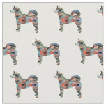 Shiba Inu Geometric Pattern Dog Silhouette Plaid Fabric