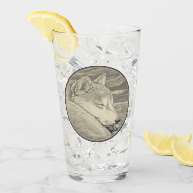 Shiba Inu Glasses Dog Lover Art Glass Personalizes (Front Ice)