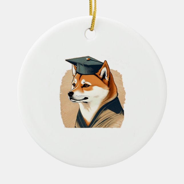 Shiba Inu graduate  Ceramic Ornament (Front)
