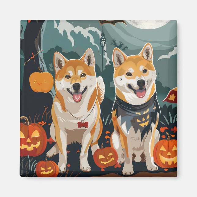 Shiba Inu Halloween Spooky Magnet (Front)