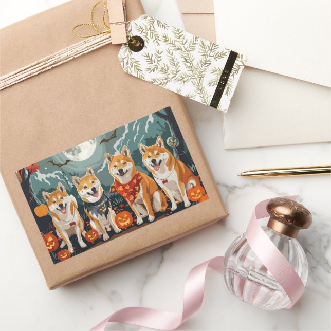 Shiba Inu Halloween Spooky Rectangular Sticker (Gifting)