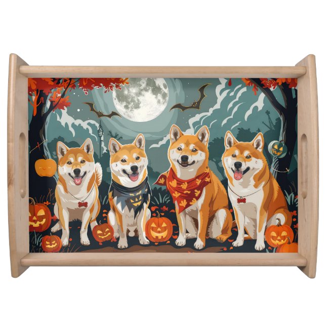 Shiba Inu Halloween Spooky Serving Tray (Front)