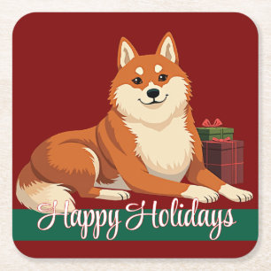 Shiba Inu Happy Holidays Coasters