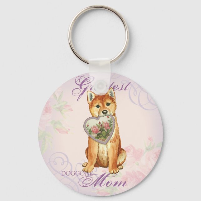 Shiba Inu Heart Mom Keychain (Front)