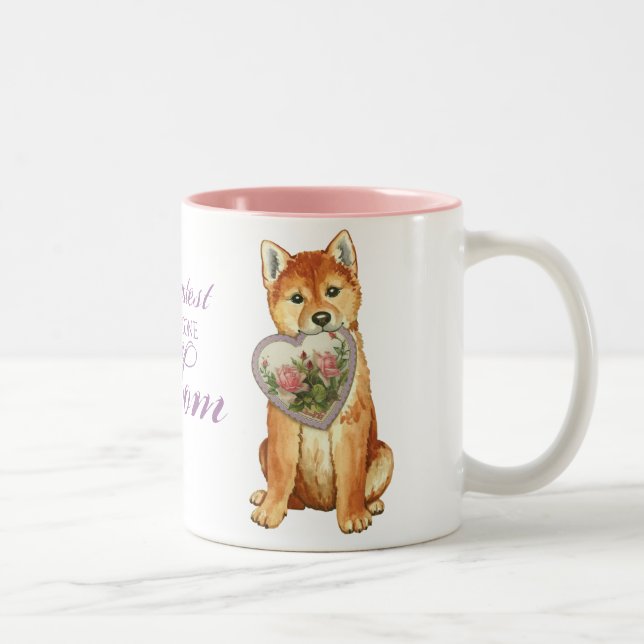 Shiba Inu Heart Mom Two-Tone Coffee Mug (Right)