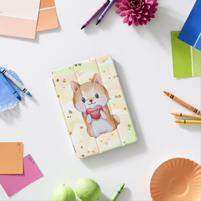 Shiba Inu Holding A Heart iPad Mini Cover (In Situ)