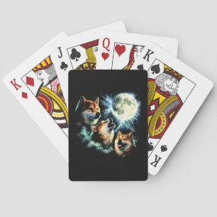 Shiba Inu Howling at the Moon Graphic Celestial Poker Cards