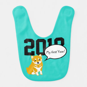 Shiba Inu Illustration Dog custom Year Baby B Bib