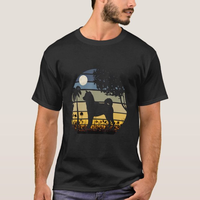 Shiba Inu In A Field Of Flowers Moon Night T-Shirt (Front)