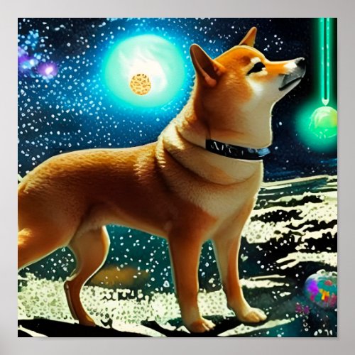 Shiba Inu in Space  Poster