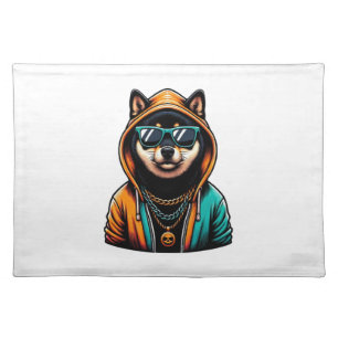 Shiba Inu in Streetwear Hoodie Cloth Placemat