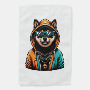 Shiba Inu in Streetwear Hoodie Garden Flag