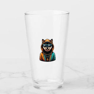 Shiba Inu in Streetwear Hoodie Glass