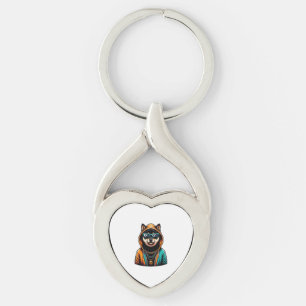 Shiba Inu in Streetwear Hoodie Keychain