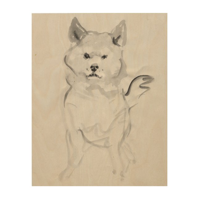 Shiba Inu ink wash painting 3 Wood Wall Art 18x24 (Front)