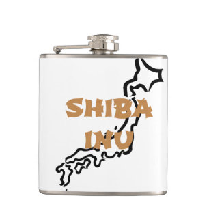 shiba inu japan outline flask