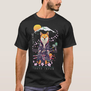 Shiba Inu Japanese Aesthetic Sakura Cherry Bloss T-Shirt