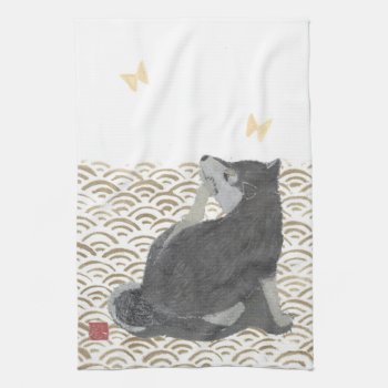 Shiba Inu  Japanese Art Kitchen Towel by BlessHue at Zazzle