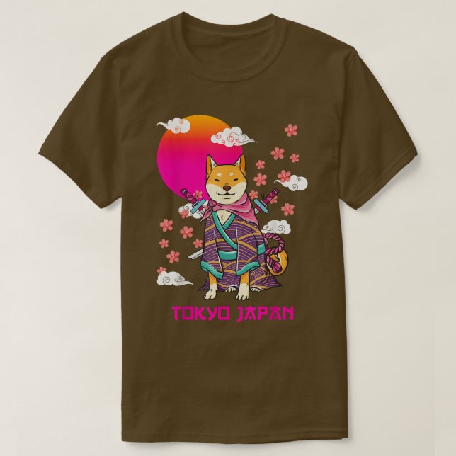 Shiba Inu Japanese Esthetic Sakura Cherry Blossom T-Shirt (Design Front)