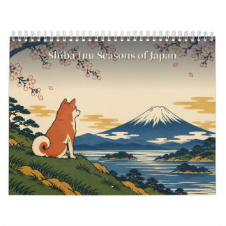 Shiba Inu Japanese Seasons Ukiyo-e Art Calendar